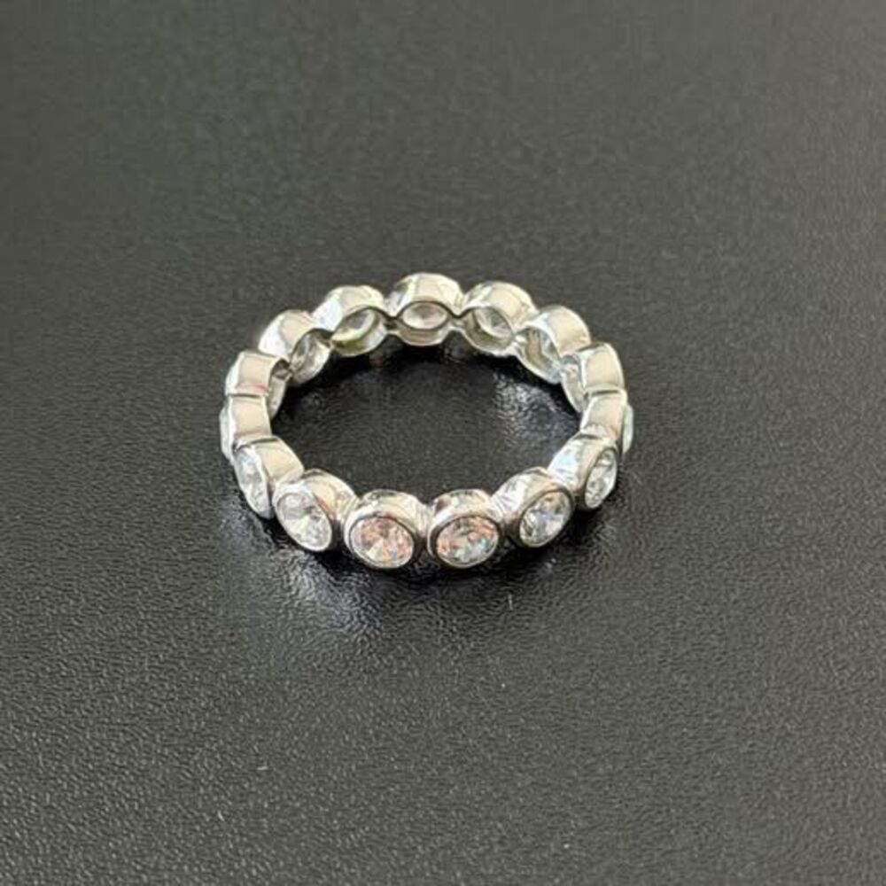 Sterling Silver CZ Eternity Band Size 7 | Classic Stackable Ring